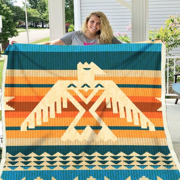 Native American Blanket, Border Pattern Fleece Blanket, Native Blankets