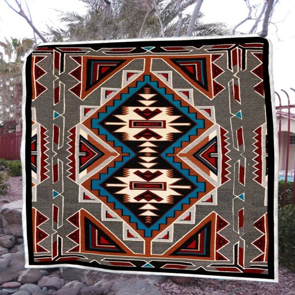 Native American Blanket, Brocade Pattern Native American All Over Printed Blanket, Native Blankets