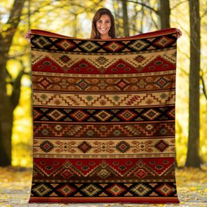 Native American Blanket, Brown Pattern Fleece Blanket,…