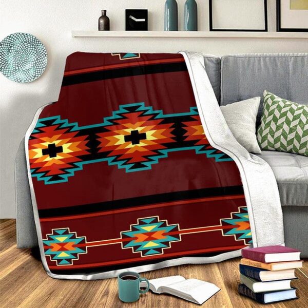 Native American Blanket, Brown Pattern Fleece Blanket, Native Blankets