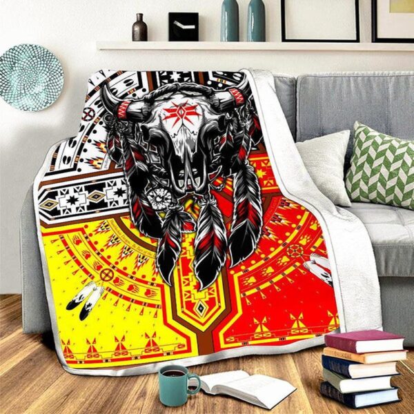 Native American Blanket, Buffalo Head Fleece Blanket, Native Blankets