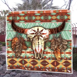 Native American Blanket Cow Skull Feathers Native American All Over Printed Blanket Native Blankets 4 dopcce.jpg