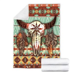 Native American Blanket Cow Skull Feathers Native American All Over Printed Blanket Native Blankets 5 d95b5v.jpg