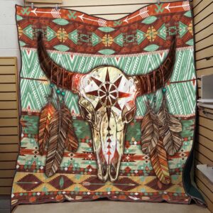 Native American Blanket, Cow Skull Native American…