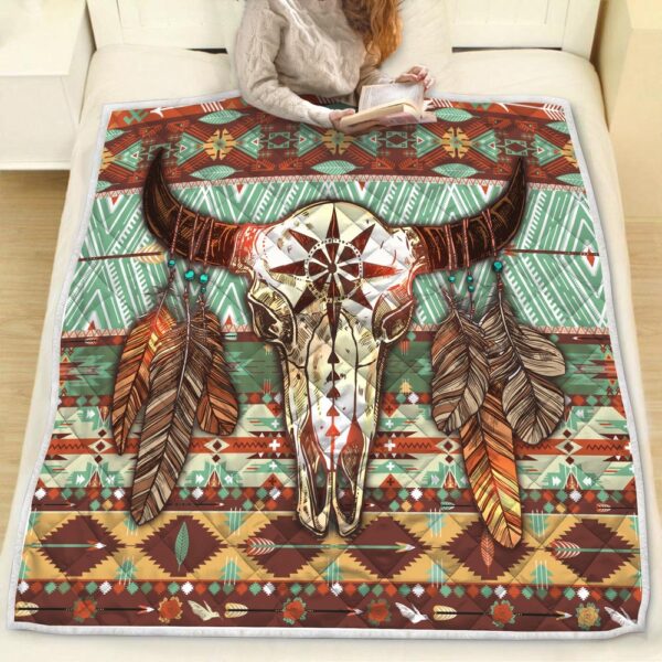 Native American Blanket, Cow Skull Native American All Over Printed Blanket, Native Blankets