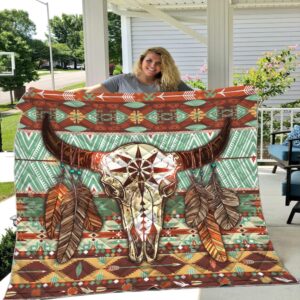 Native American Blanket Cow Skull Native American All Over Printed Blanket Native Blankets 3 n6oa21.jpg