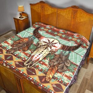 Native American Blanket Cow Skull Native American All Over Printed Blanket Native Blankets 5 khwbpa.jpg