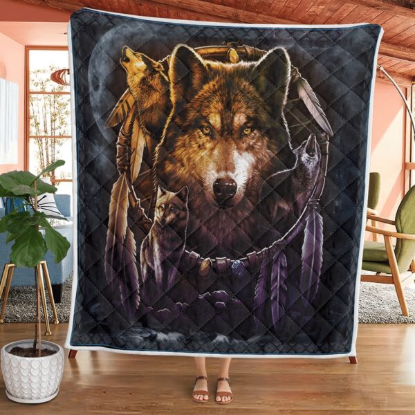 Native American Blanket, Dream Wolf Native American All Over Printed Blanket, Native Blankets