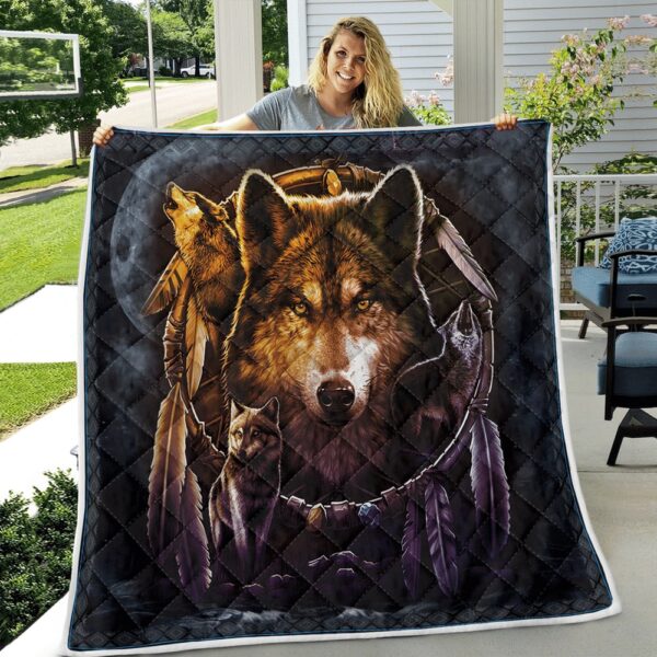 Native American Blanket, Dream Wolf Native American All Over Printed Blanket, Native Blankets