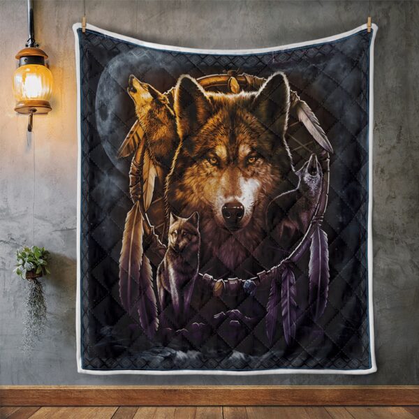 Native American Blanket, Dream Wolf Native American All Over Printed Blanket, Native Blankets