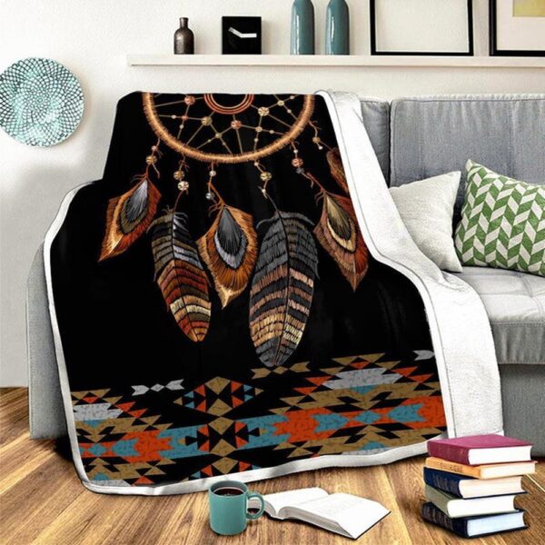 Native American Blanket, Dreamcatcher Fleece Blanket, Native Blankets