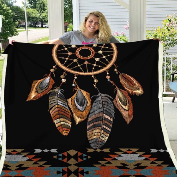 Native American Blanket, Dreamcatcher Fleece Blanket, Native Blankets