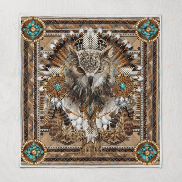 Native American Blanket, Dreamcatcher Owl Native American All Over Printed Blanket, Native Blankets