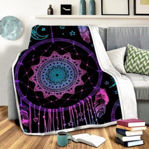 Native American Blanket Dreamcatcher Purple Fleece Blanket Native Blankets 2 rqqxcj.jpg