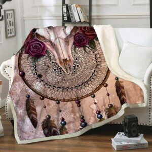 Native American Blanket Dreamcatcher Rose Fleece Blanket Native Blankets 1 xhdmlq.jpg