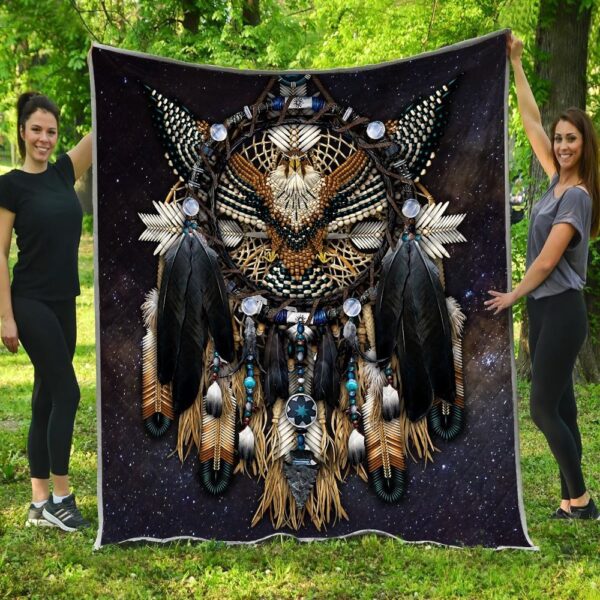 Native American Blanket, Eagle Beadwork Native American All Over Printed Blanket, Native Blankets