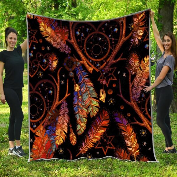 Native American Blanket, Feathers Dreamcatcher Native American All Over Printed Blanket, Native Blankets