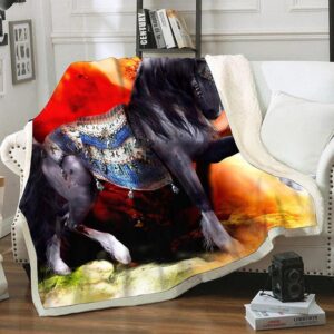 Native American Blanket, Horse Fleece Blanket, Native…