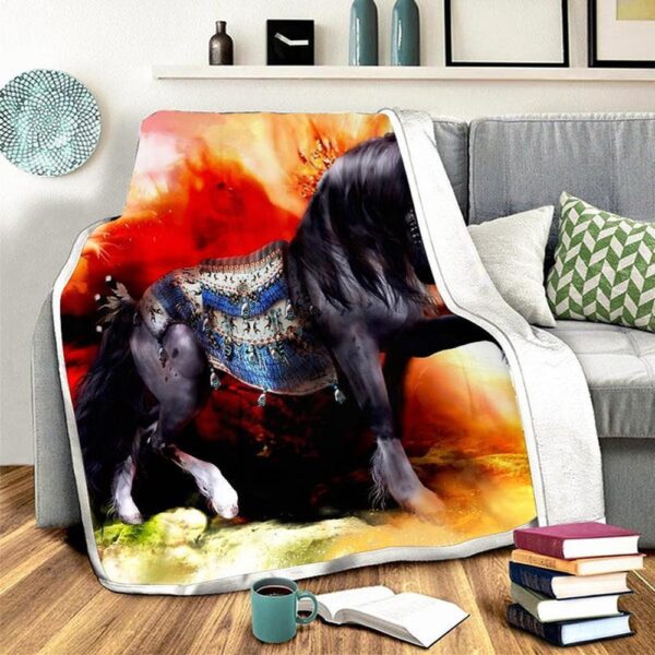 Native American Blanket, Horse Fleece Blanket, Native Blankets