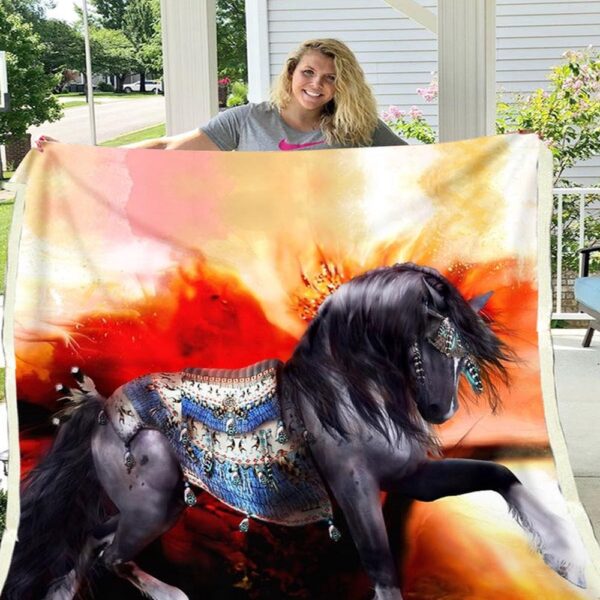 Native American Blanket, Horse Fleece Blanket, Native Blankets