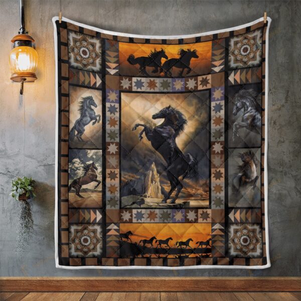 Native American Blanket, Horse Pride Native American All Over Printed Blanket, Native Blankets