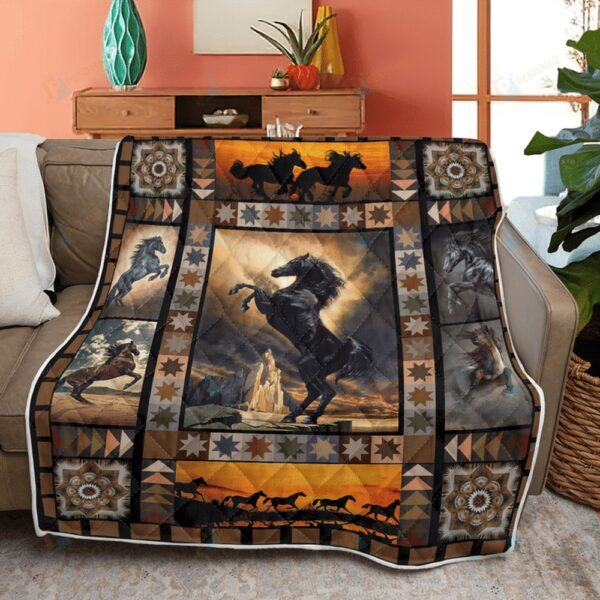 Native American Blanket, Horse Pride Native American All Over Printed Blanket, Native Blankets