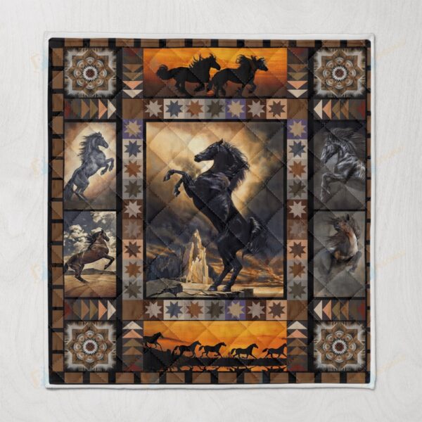 Native American Blanket, Horse Pride Native American All Over Printed Blanket, Native Blankets