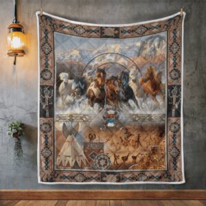 Native American Blanket, Horse Tribal Native American…