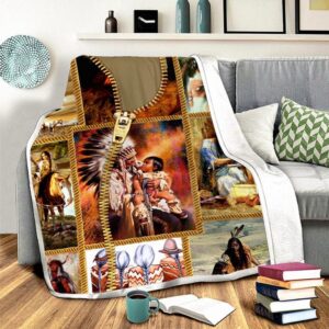 Native American Blanket Indigenous Family Fleece Blanket Native Blankets 2 lycpq3.jpg