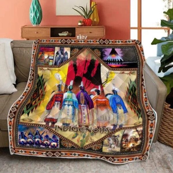 Native American Blanket, Indigenous Red Hand Native American All Over Printed Blanket, Native Blankets