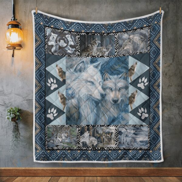 Native American Blanket, Love Wolf Native American All Over Printed Blanket, Native Blankets