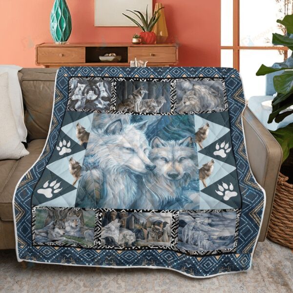 Native American Blanket, Love Wolf Native American All Over Printed Blanket, Native Blankets