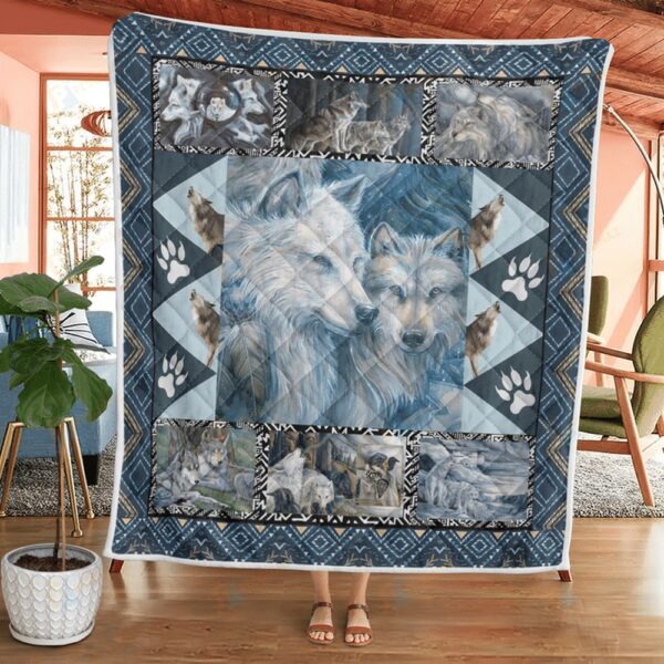 Native American Blanket, Love Wolf Native American All Over Printed Blanket, Native Blankets