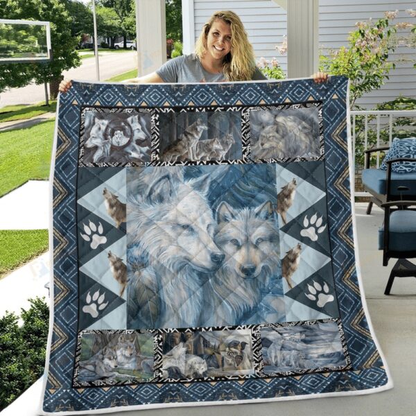 Native American Blanket, Love Wolf Native American All Over Printed Blanket, Native Blankets