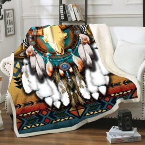 Native American Blanket, Native Bull Patterns Fleece…