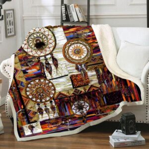 Native American Blanket, Native Dreamcatcher Fleece Blanket,…