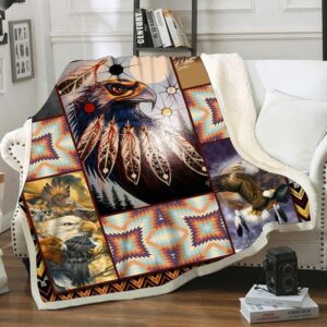 Native American Blanket, Native Eagles Fleece Blanket,…