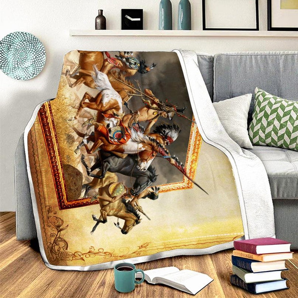 Native American Blanket, Native Warriors Art Fleece Blanket, Native Blankets Native American Blanket, Native Warriors Art Fleece Blanket, Native Blankets