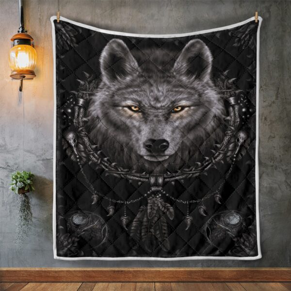 Native American Blanket, Night Wolf Native American All Over Printed Blanket, Native Blankets