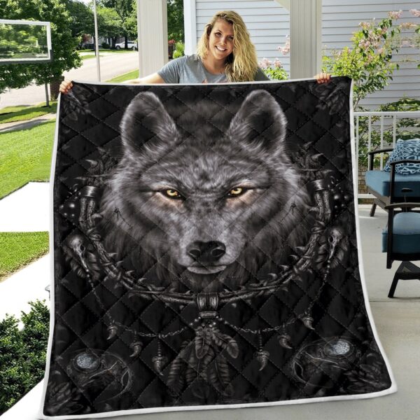 Native American Blanket, Night Wolf Native American All Over Printed Blanket, Native Blankets