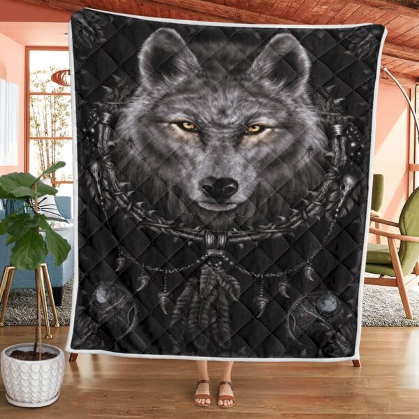 Native American Blanket, Night Wolf Native American All Over Printed Blanket, Native Blankets