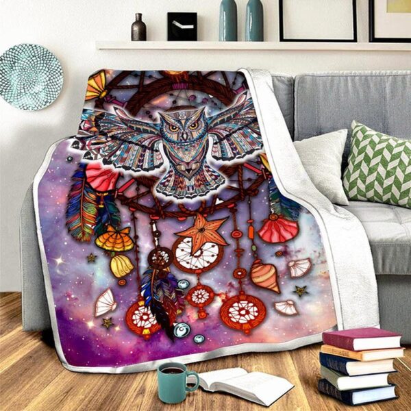 Native American Blanket, Owl Fleece Blanket, Native Blankets