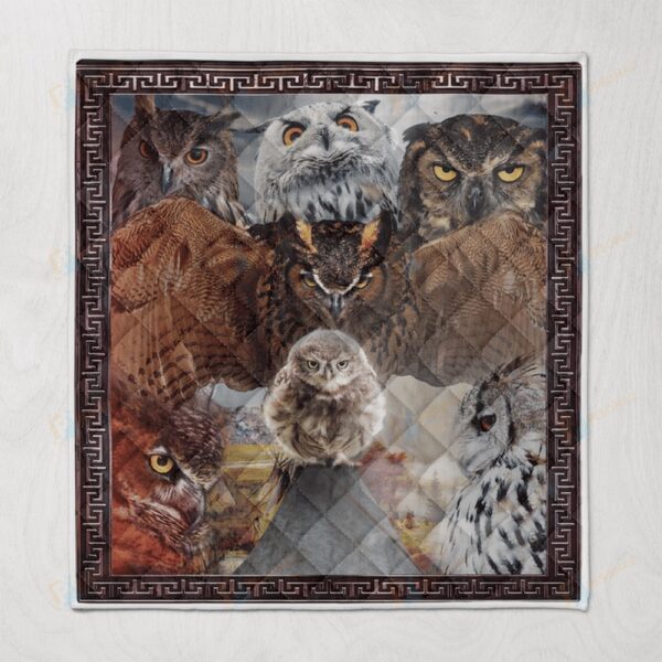 Native American Blanket, Owl Flock Native American All Over Printed Blanket, Native Blankets