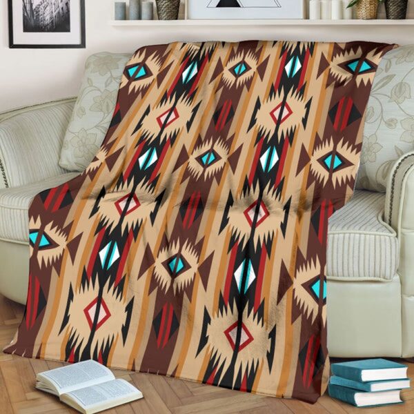 Native American Blanket, Pattern Cultural Fleece Blanket, Native Blankets