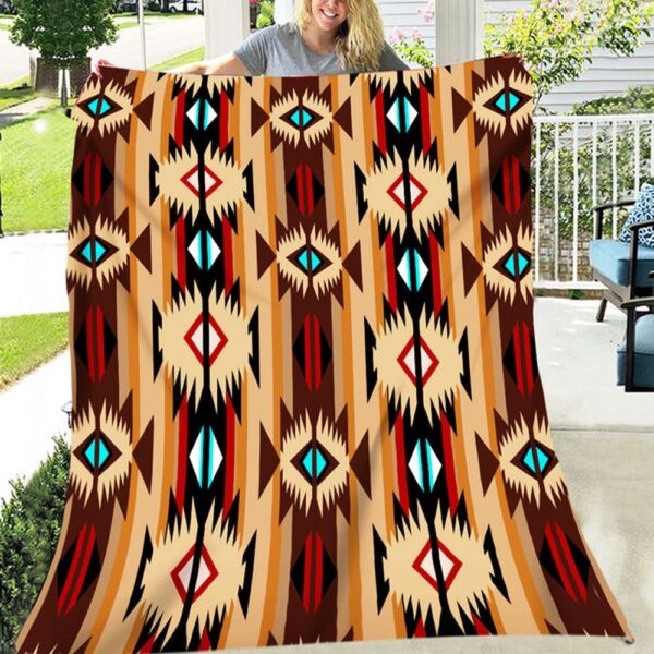 Native American Blanket, Pattern Cultural Fleece Blanket, Native Blankets