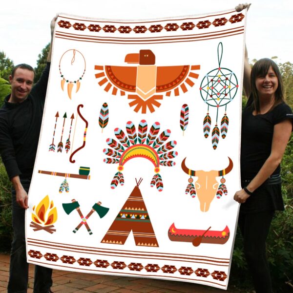 Native American Blanket, Tribal Native American All Over Printed Blanket, Native Blankets