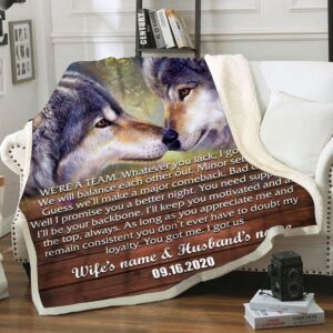 Native American Blanket, Wolf Couple in Love…