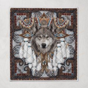 Native American Blanket Wolf Dream Feathers Native American All Over Printed Blanket Native Blankets 2 vdzach.jpg