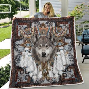 Native American Blanket Wolf Dream Feathers Native American All Over Printed Blanket Native Blankets 3 vrs8ek.jpg