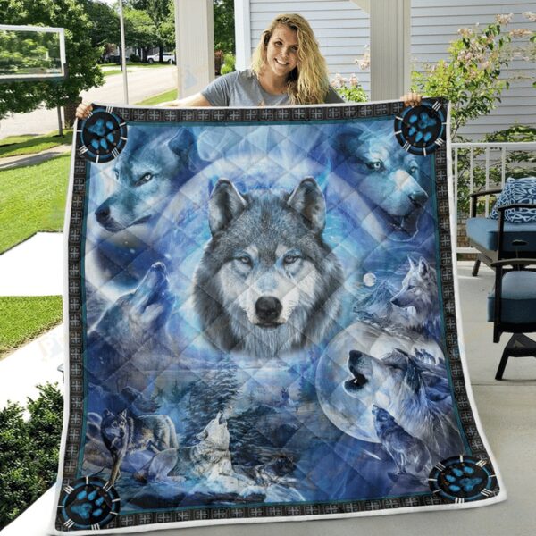 Native American Blanket, Wolf Leader Native American All Over Printed Blanket, Native Blankets